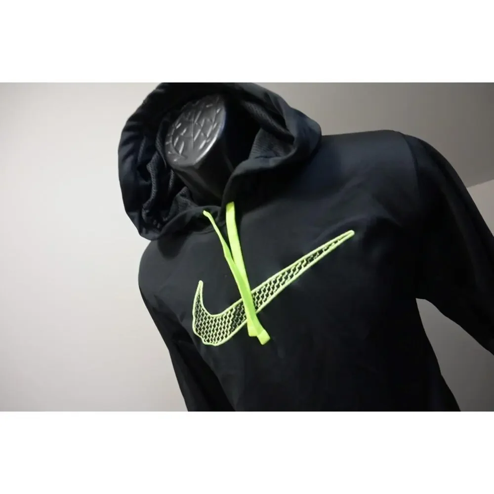 Nike Hoodie Therma Fit Black Pull Over Fleece‎ Sweater Mens Size Small